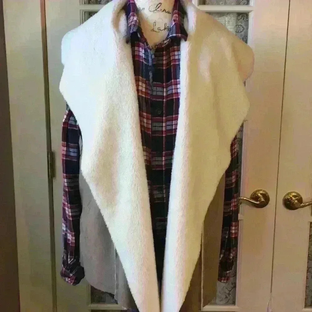 Vegan suede and shearling vest